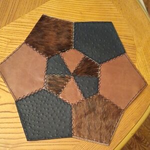 Two Listings. Rustic Leather and Fur Table Mat